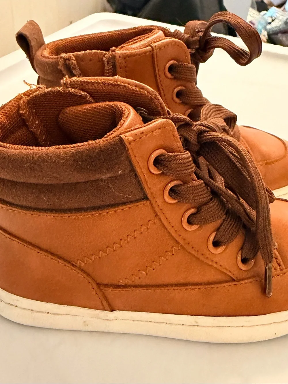 Kids Brown High-Top Sneakers - Casual Lace-Up